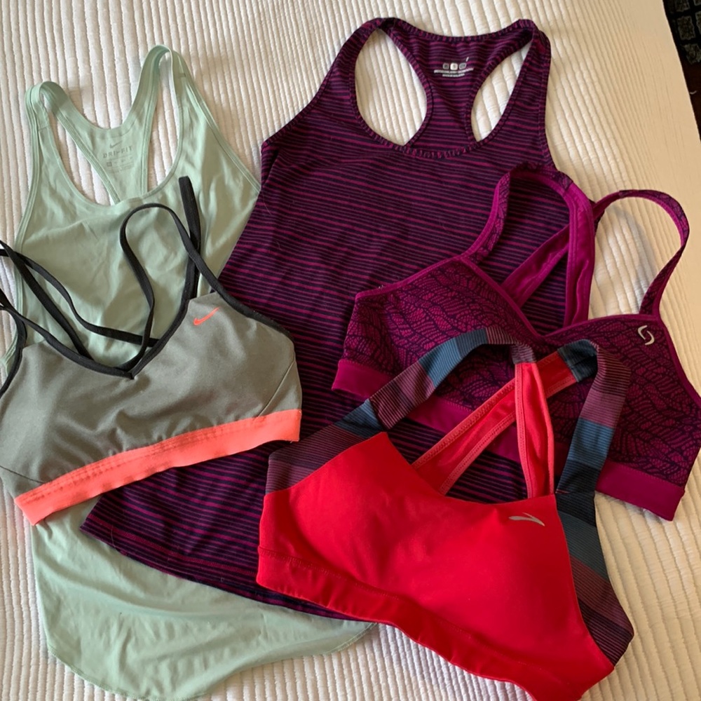 Workout top bundle - 3 sports bras +2 tanks